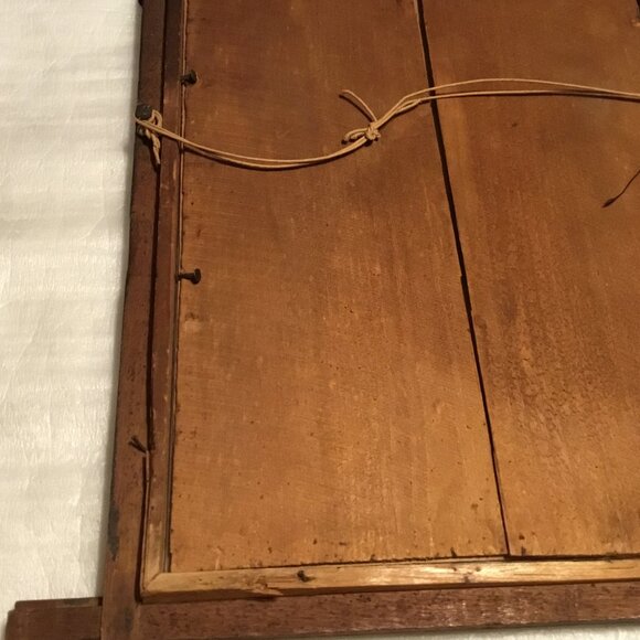 Antique Mother Mine watercolor like print framed behind glass tramp art frame - Picture 9 of 15